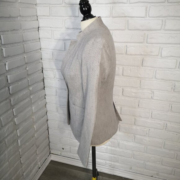 Zara Basics Collection Ladies Size 4 Grey & Beige Lined Tab Collar Blazer - Picture 4 of 11